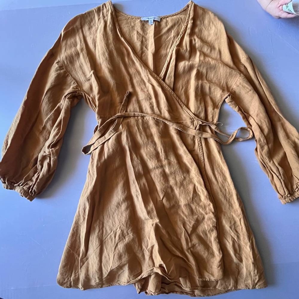 Madewell Linen Blend Wrap Dress